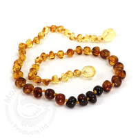 Small: Momma Goose-Baltic Amber Baby Necklace- Baroque Rainbow -1031S