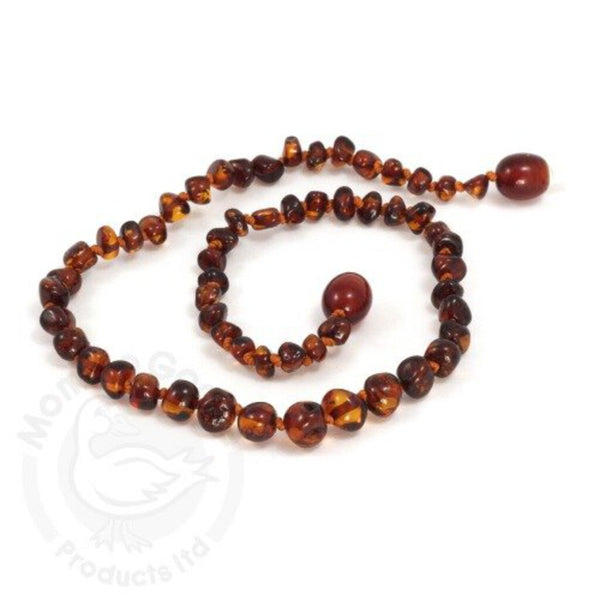 Small: Momma Goose-Baltic Amber Baby Necklace- Baroque Light Cherry-1001S