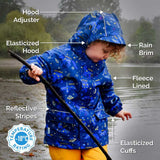 Size 5: Jan & Jul BEAR Cozy Dry Waterproof Fleece Lined Zip Up Raincoat NEW