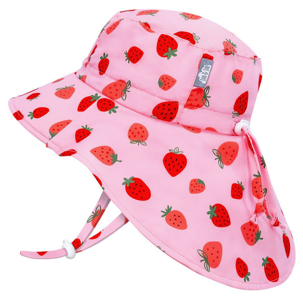 Size XL (5-12 years): Jan & Jul Aqua Dry Adventure Hat - Pink Strawberry