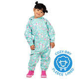 Size 4: Jan & Jul UNICORN Cozy Dry Waterproof Fleece Lined Zip Up Rain Suit NEW