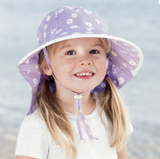Size M (6-24m): Jan & Jul Cotton Adventure Hat - Purple Daisy