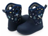 Size 1Y: Jan & Jul NAVY FOREST Birch Toasty-Dry Lite Winter Rain Boots NEW