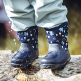 Size 1Y: Jan & Jul NAVY FOREST Birch Toasty-Dry Lite Winter Rain Boots NEW