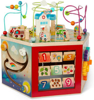 Battat Wooden Activity Cube CurioCity Activity Center