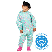 Size 1: Jan & Jul UNICORN Cozy Dry Waterproof Fleece Lined Zip Up Rain Suit NEW