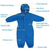 Size 6: Jan & Jul SUMMER CAMP Cozy Dry Waterproof Zip Up Fleece Lined Rain Suit NEW