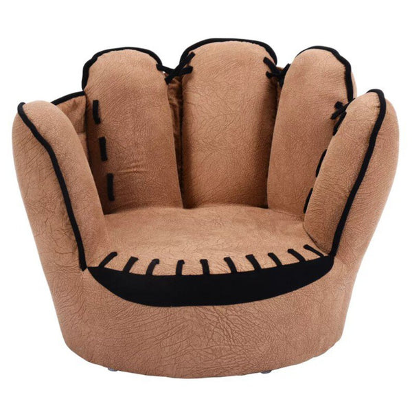 Brown Faux Suede Baseball Mitt Chair