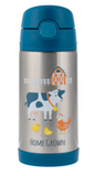 Stephen Joseph Double Walled Stainless Steel Flip Top Water Bottle - FARM- NEW