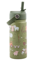 Stephen Joseph Insulated Stainless Steel Water Bottle with Handle - FARM- NEW