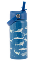 Stephen Joseph Insulated Stainless Steel Water Bottle with Handle - SHARK- NEW
