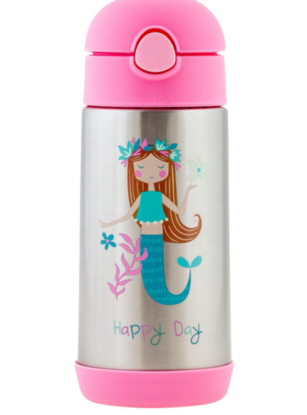Stephen Joseph Double Walled Stainless Steel Flip Top Water Bottle - MERMAID- NEW