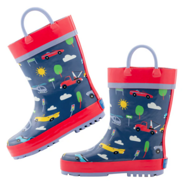 Size 6: Stephen Joseph TRANSPORTATION Rain Boots NEW