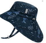 Size S (0-6m): Jan & Jul Aqua Dry Adventure Hat - NAVY WHALE PLAY