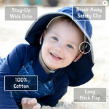Size M (6-24m): Jan & Jul Cotton Adventure Hat - MEADOW FLOWERS