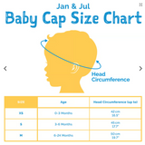 Size S (3-6m): Jan & Jul Sun Soft UV Baby Cap - NAVY WHALE TALES