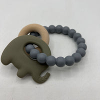 Swan Rocker Elephant Silicone & Wood Teether NEW