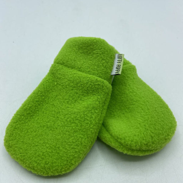 Size Infant 0-12m: Lofty Poppy Locally Made GREEN Fleece Mitts - NEW