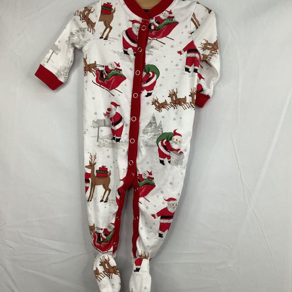 Size 0-3m: Pottery Barn Kids 1pc Long Sleeve Red/White Holiday Print 100% ORGANIC Cotton Pj