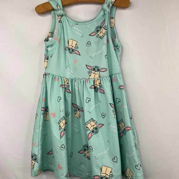 Size 6-12m: Happy Threads Green Baby Yoda Print Sleeveless Dress