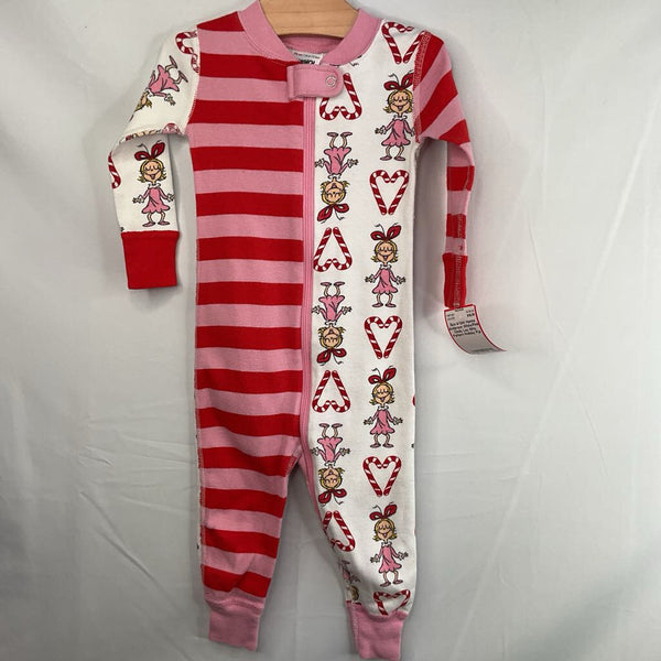 Size 6-12m: Hanna Anderson White/Pink Cindy Lou Who Pattern Holiday Pjs