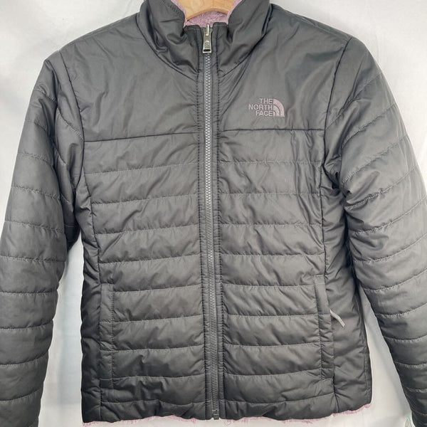 Size 10-12: The North Face Black Purple Faux Fur Lined Puffer Coat