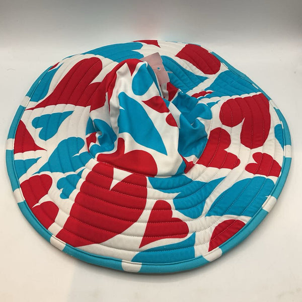 Size L: Blue/White/Red Dots/Hearts Sun Hats