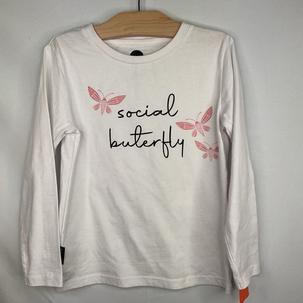 Size 7: Dot White/Black/Pink 'Social Butterfly' Long Sleeve Shirt