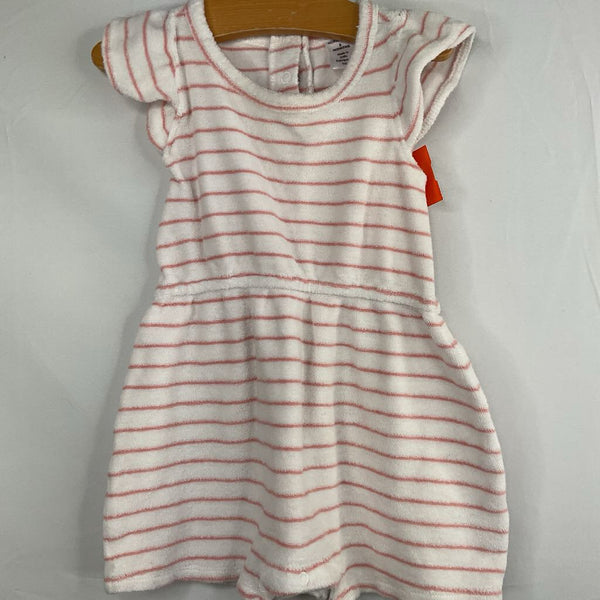 Size 3m: Nordstrom Pink/White Striped Terry Cloth Romper