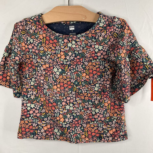 Size 4: Tea Navy/Colorful Flowers Long Sleeve Shirt