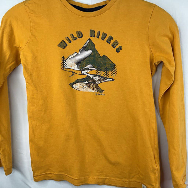 Size 7-8: Garcia Yellow/White/Blue 'Wild River' Long Sleeve Shirt