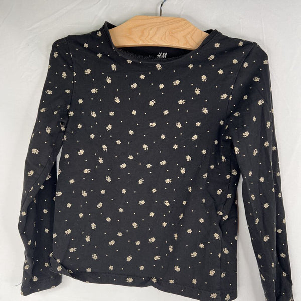 Size 5-6: H&M Black/Grey Flowers Long Sleeve Shirt