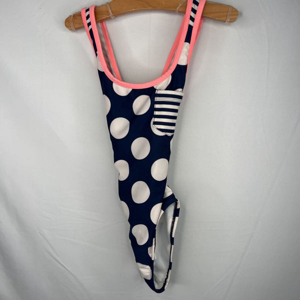 Size 6: Cat & Jack Navy/White/Pink Stripes/Dots1pc Swim Suit