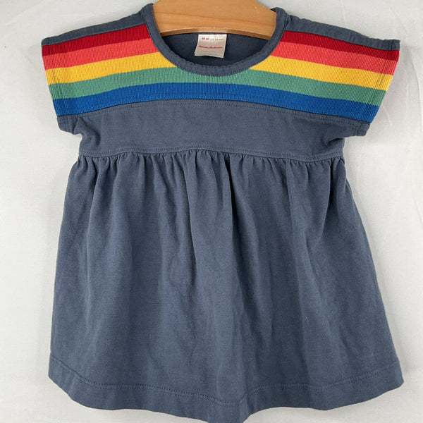 Size 3-6m (60): Hanna Andersson Navy/Rainbow Stripes Dress