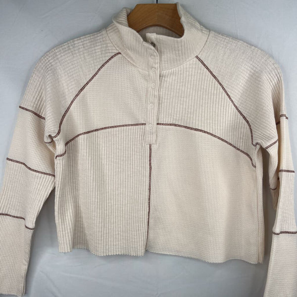 Size 7-8: Truce Creme/Brown Trim Textured Sweater NEW w/ Tags