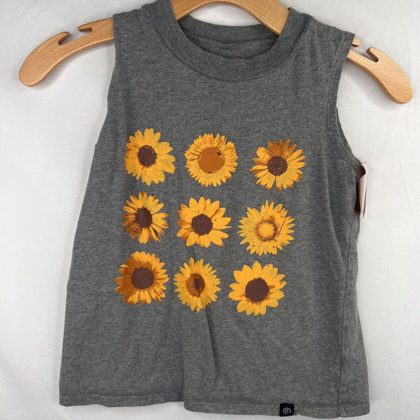 Size 7-8: T&B Grey/Yellow Sunflowers Tank