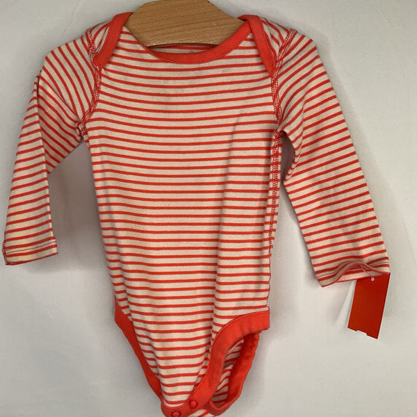 Size 6-12m (70): Hanna Andersson Orange/White Striped Long Sleeve Onesie