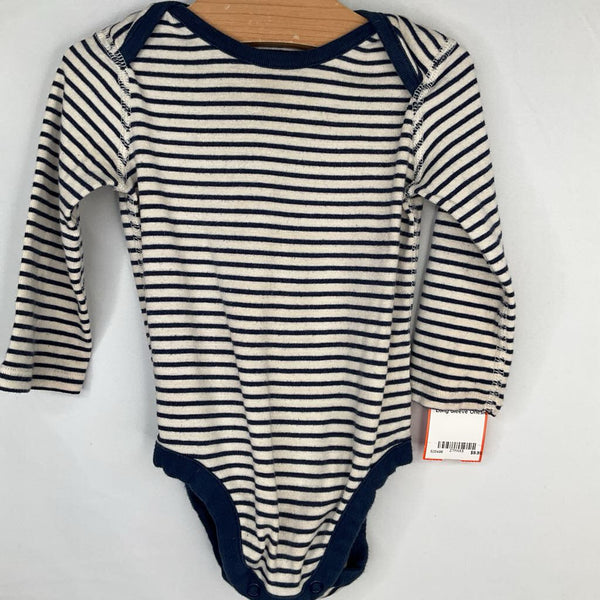 Size 6-12m (70): Hanna Andersson Navy/White Striped Long Sleeve Onesie