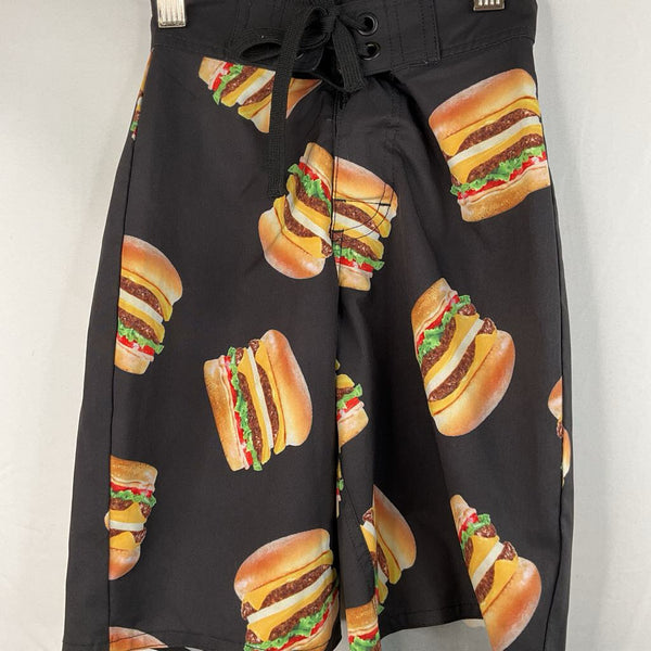 Size 4-5: In N Out Black/Colorful Cheeseburgers Swim Shorts