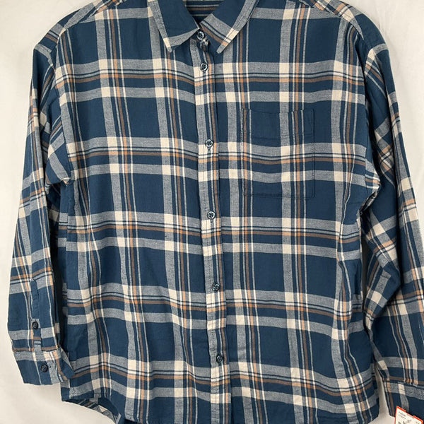 Size 8: Gap Blue/White/Brown Plaid Flannel Button-Up Shirt
