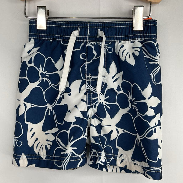 Size 12-18m: Old Navy Navy/White Tropical Flowers Swim Shorts