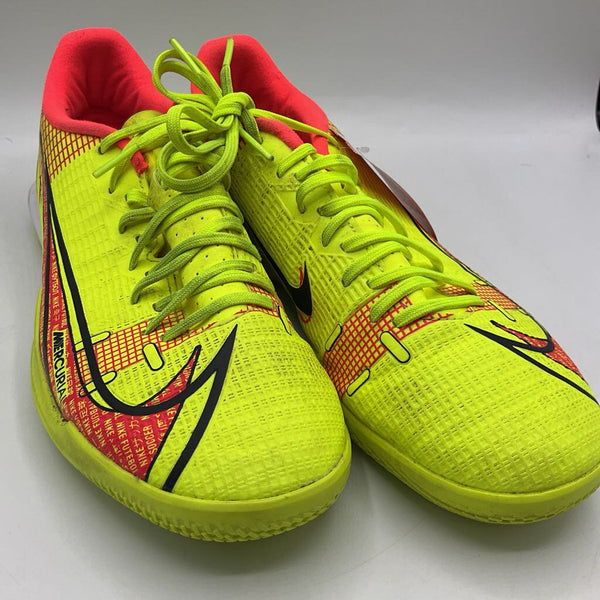 Size 7Y: Nike Neon Yellow/Orange Indoor Lace-Up Cleats
