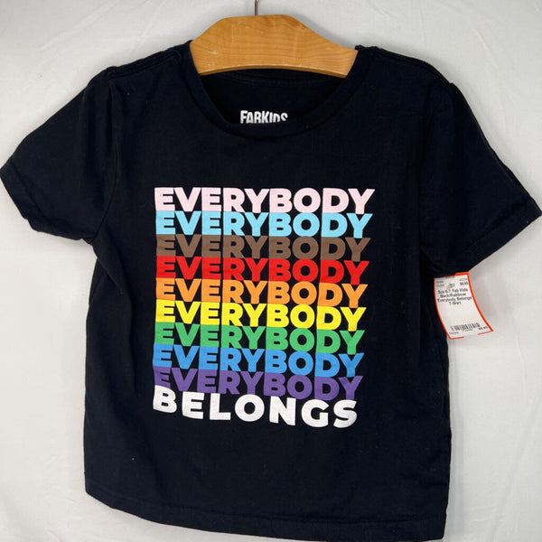 Size 6-7: Fab Kids Black/Rainbow 'Everybody Belongs' T-Shirt