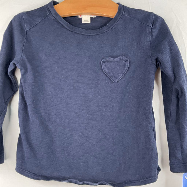 Size 2: Crewcuts Navy Heart Pocket Long Sleeve Shirt