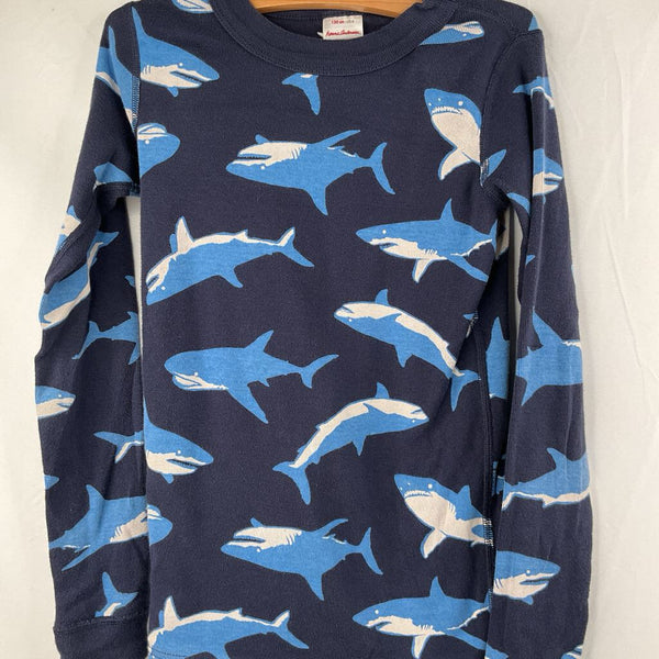 Size 8 (130): Hanna Anderson 2pc Blue/White Sharks Pjs