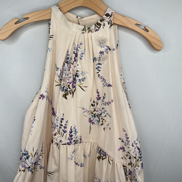 Size 10: Zara Creme/Purple Flowers Sleeveless Dress NEW w/ Tags