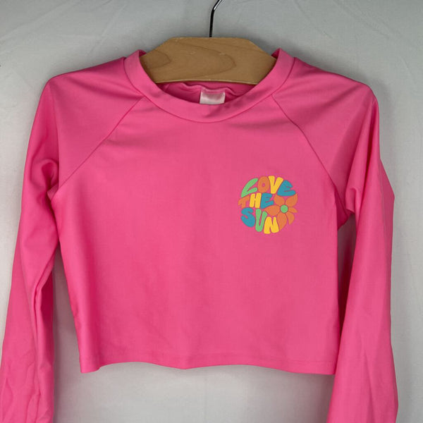 Size 6-7: Cat & Jack Pink/Colorful 'Love the Sun' Rash Guard Shirt
