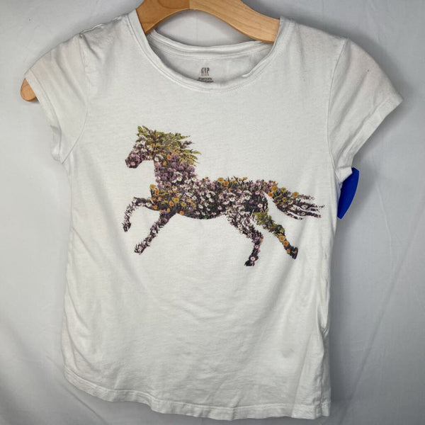 Size 10: Gap White/Colorful Floral Horse T-Shirt