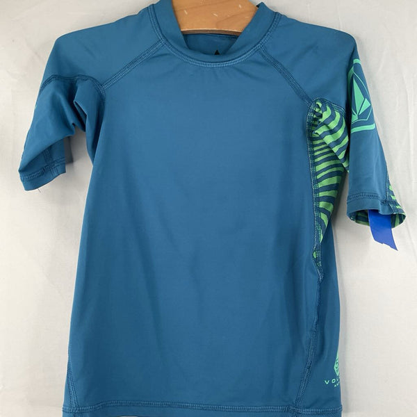 Size 4: Volcom Blue/Green Print Rash Guard Shirt