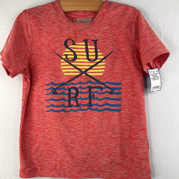 Size 4 (100): Hanna Andersson Heathered Red/Colorful Surf Athletic Shirt